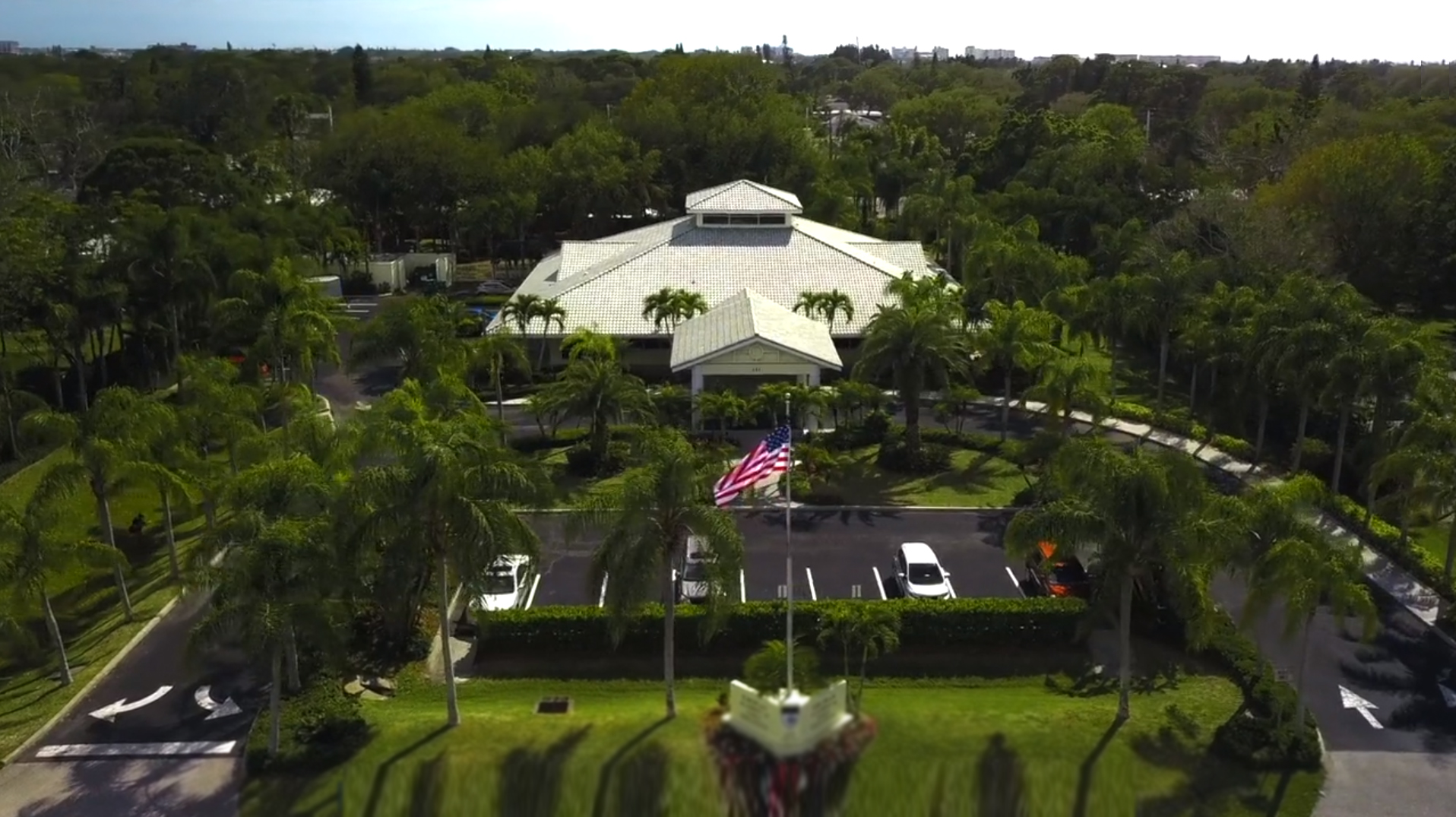 Aerial view of European academy main building